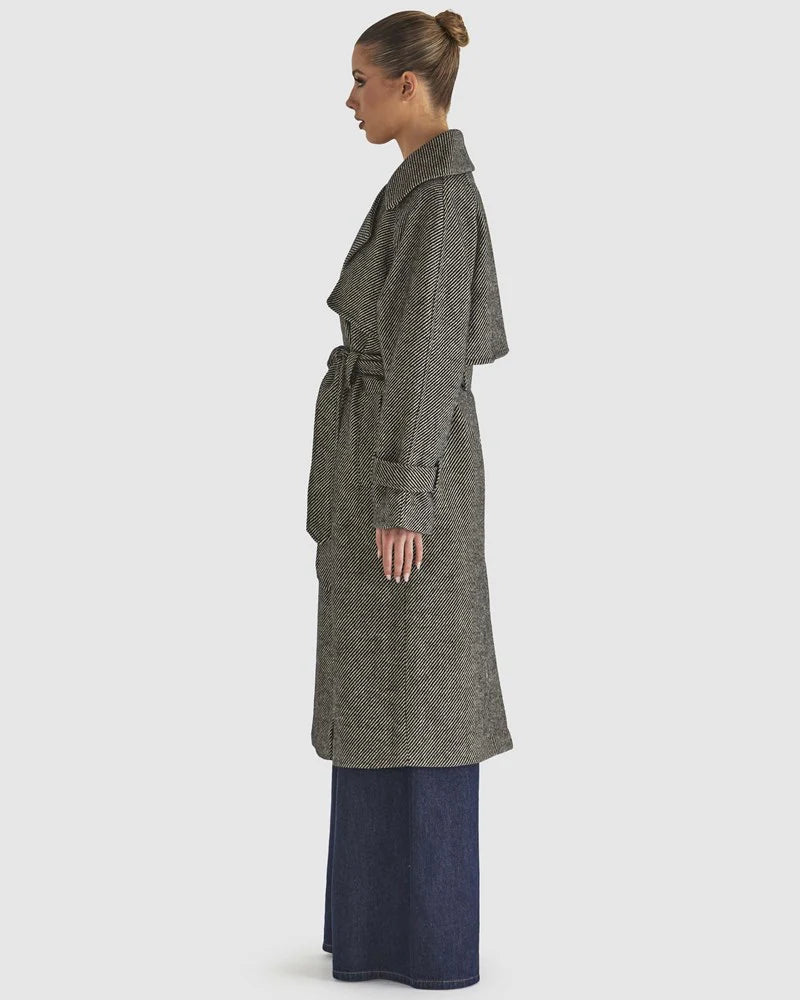 Fate+Becker Charmer Trench Coat Black/Cream