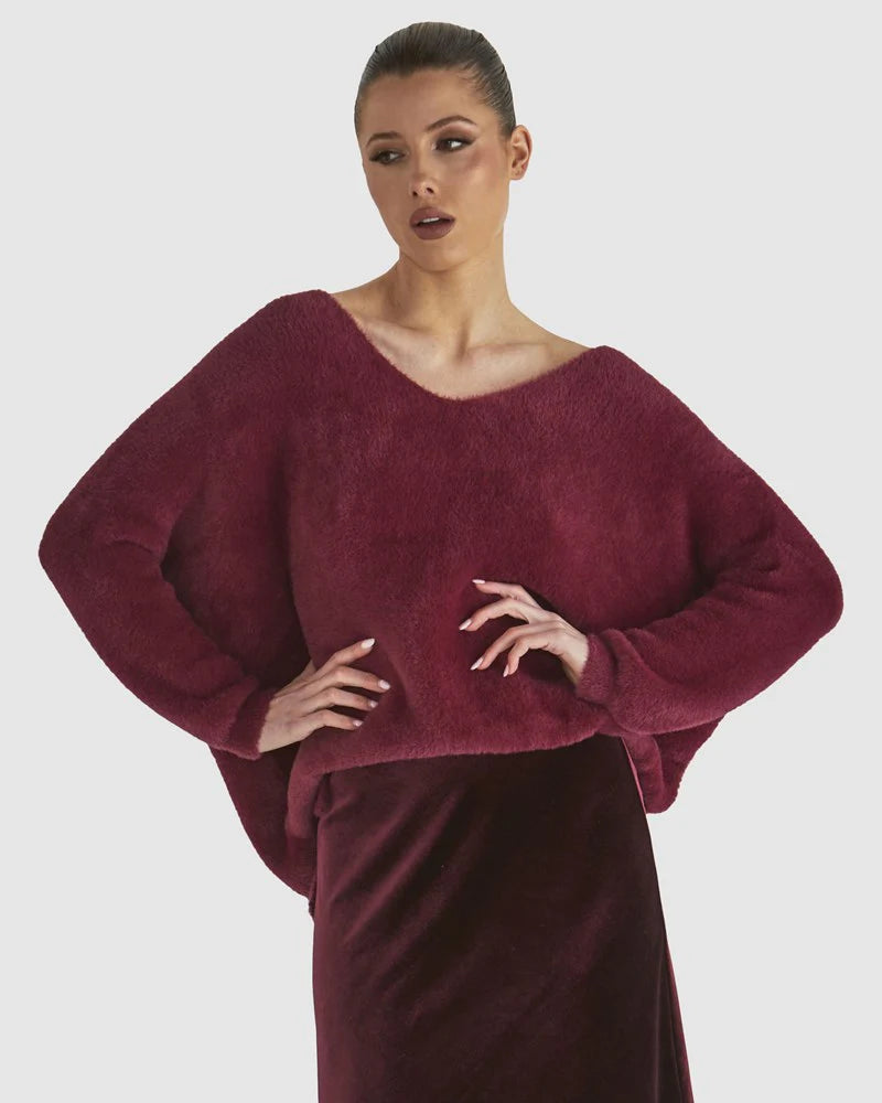Fate+Becker Electra Knit Wine Red