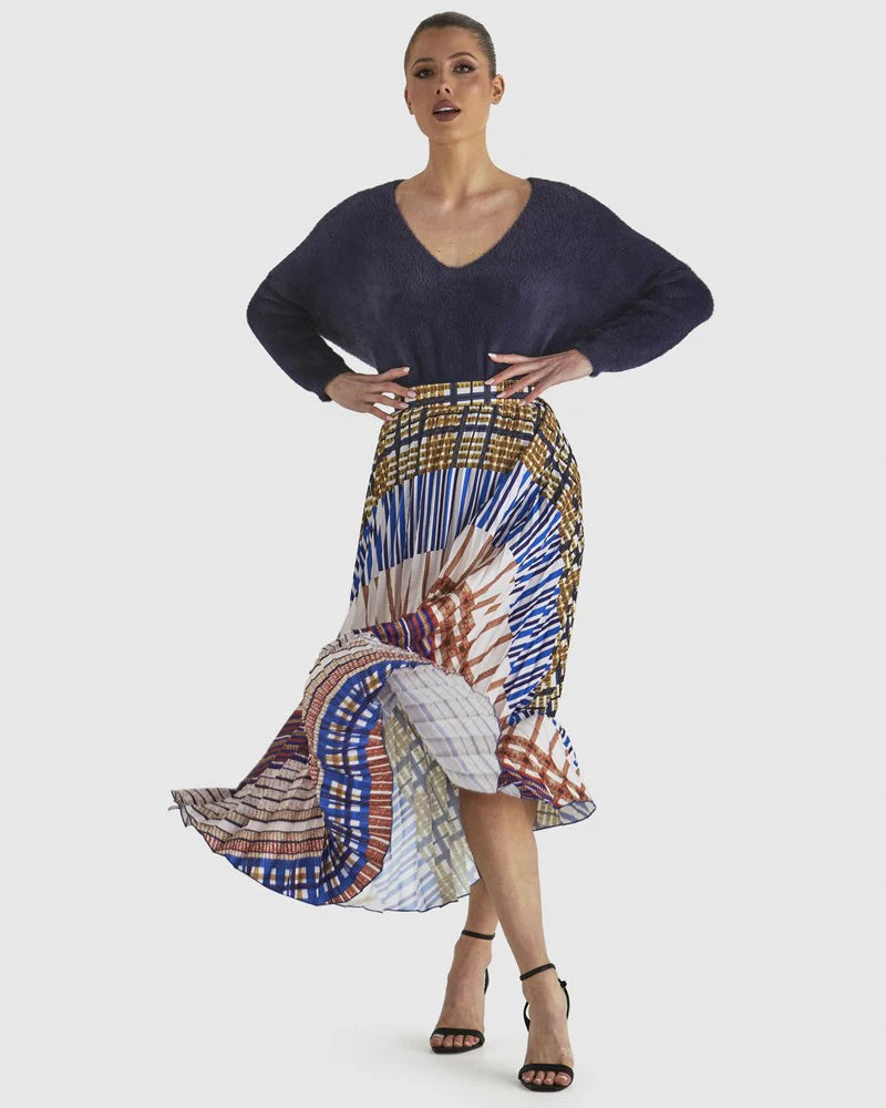 Fate+Becker Rays Skirt Check Navy