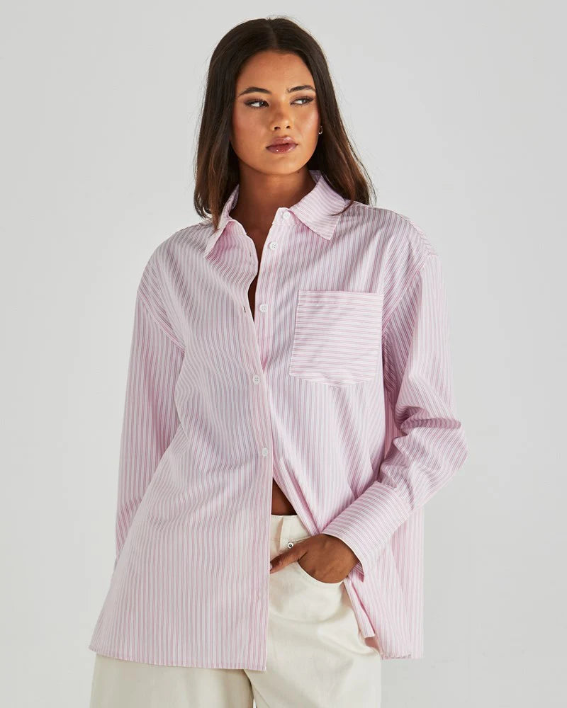 Sass Ambrose Shirt Pink Stripe