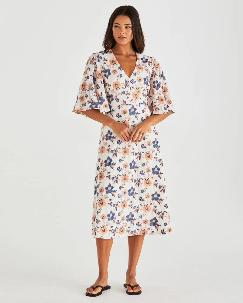 Sass Luca Dress Floral Embroidery Navy