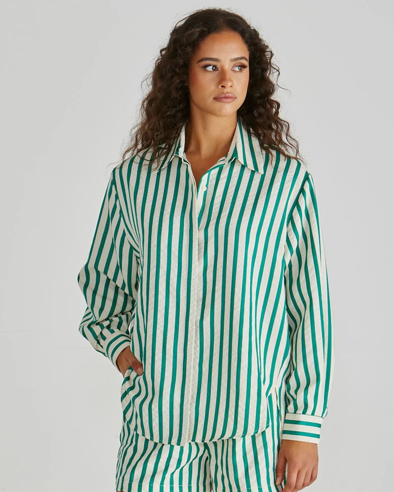 Sass Henri Shirt Green Stripe