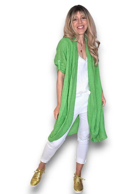 Helga May Bright Green Linen cover up