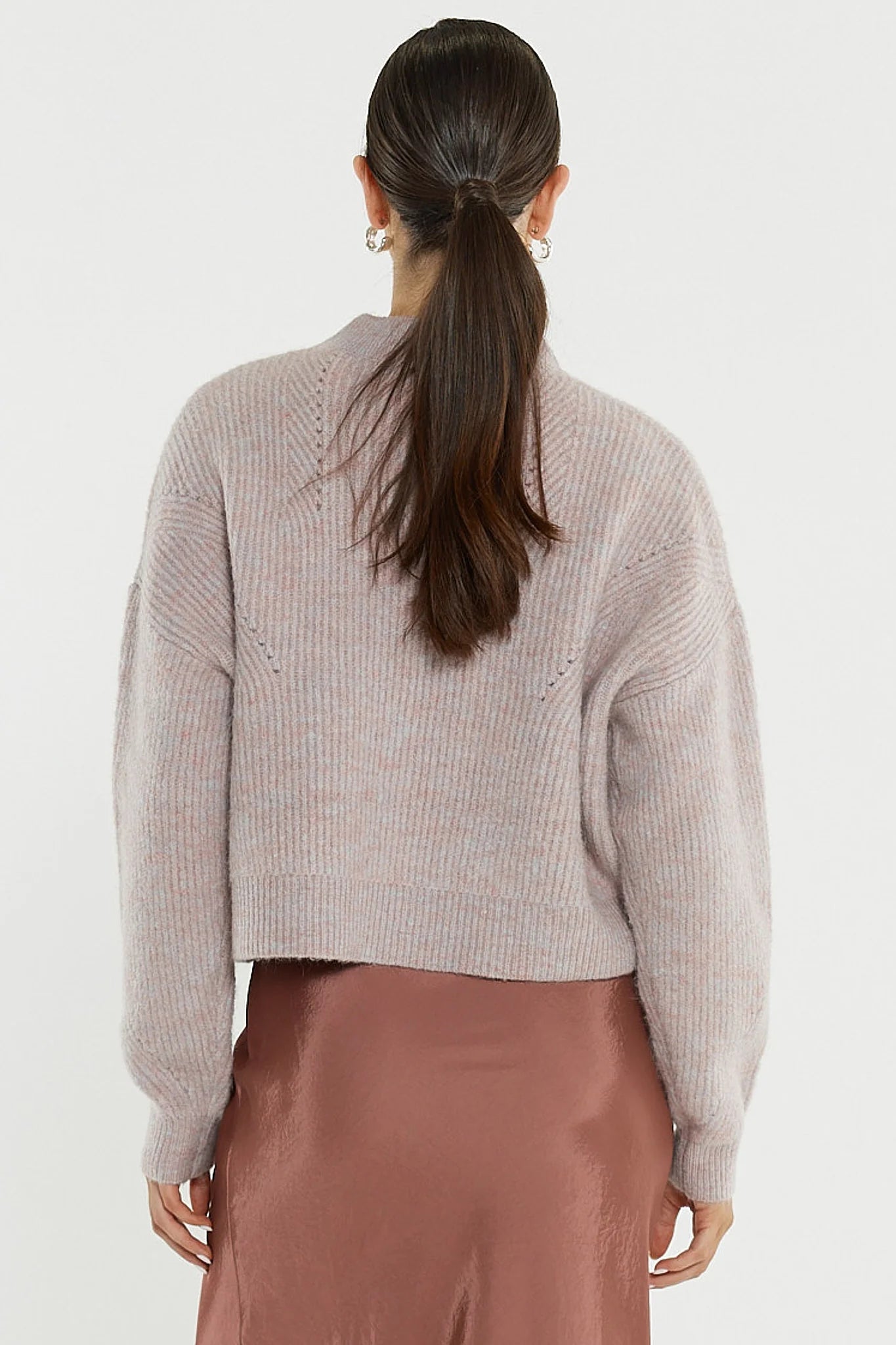 Sass Innes Pointelle Jumper Pink Marle