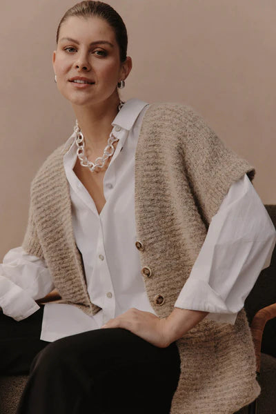 Eb & Ive Folie Button Vest Oat