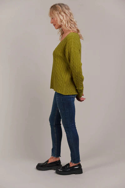 Eb & Ive Palmer Cable Knit Chartreuse