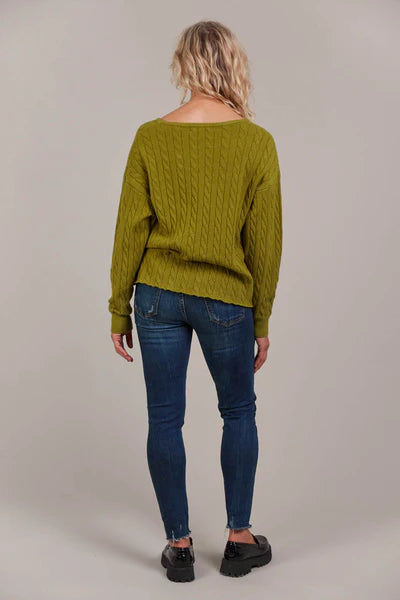 Eb & Ive Palmer Cable Knit Chartreuse