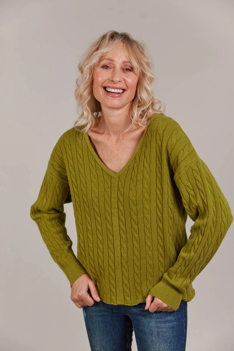 Eb & Ive Palmer Cable Knit Chartreuse