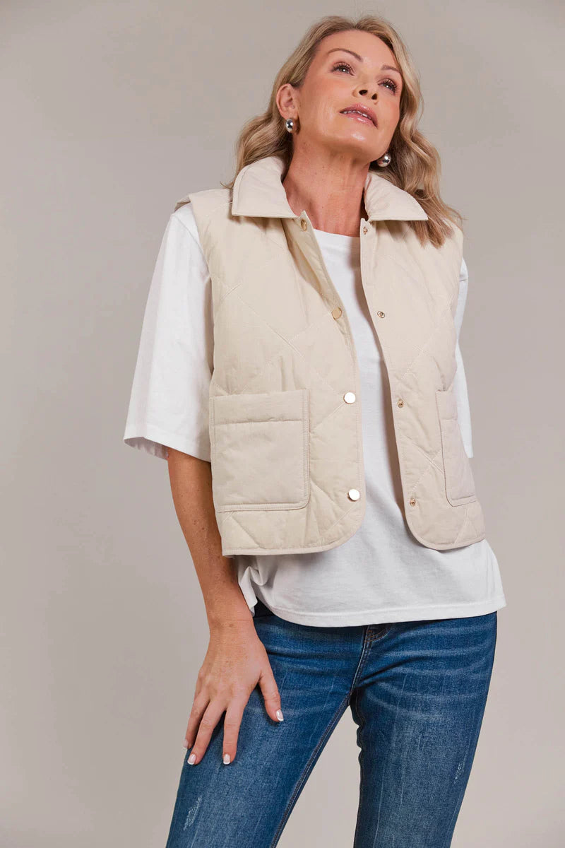 Eb & Ive Argo Crop Vest Ecru
