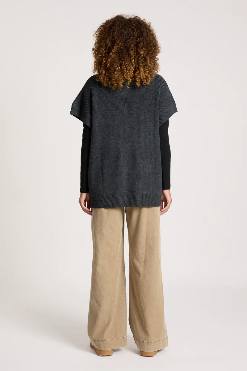 Eb & Ive Berber Vest Cardigan- Charcoal
