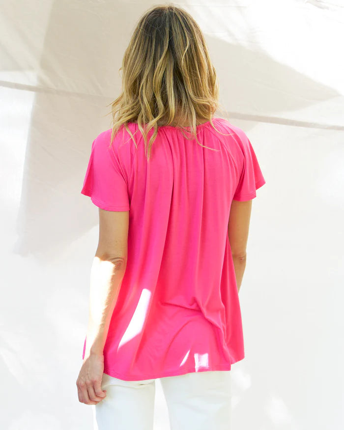 Betty Basics Coral Shirred Tee Pink