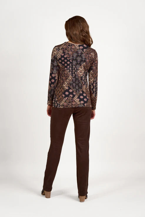 Vassalli Long Sleeve Round Neck Top Rhapsody