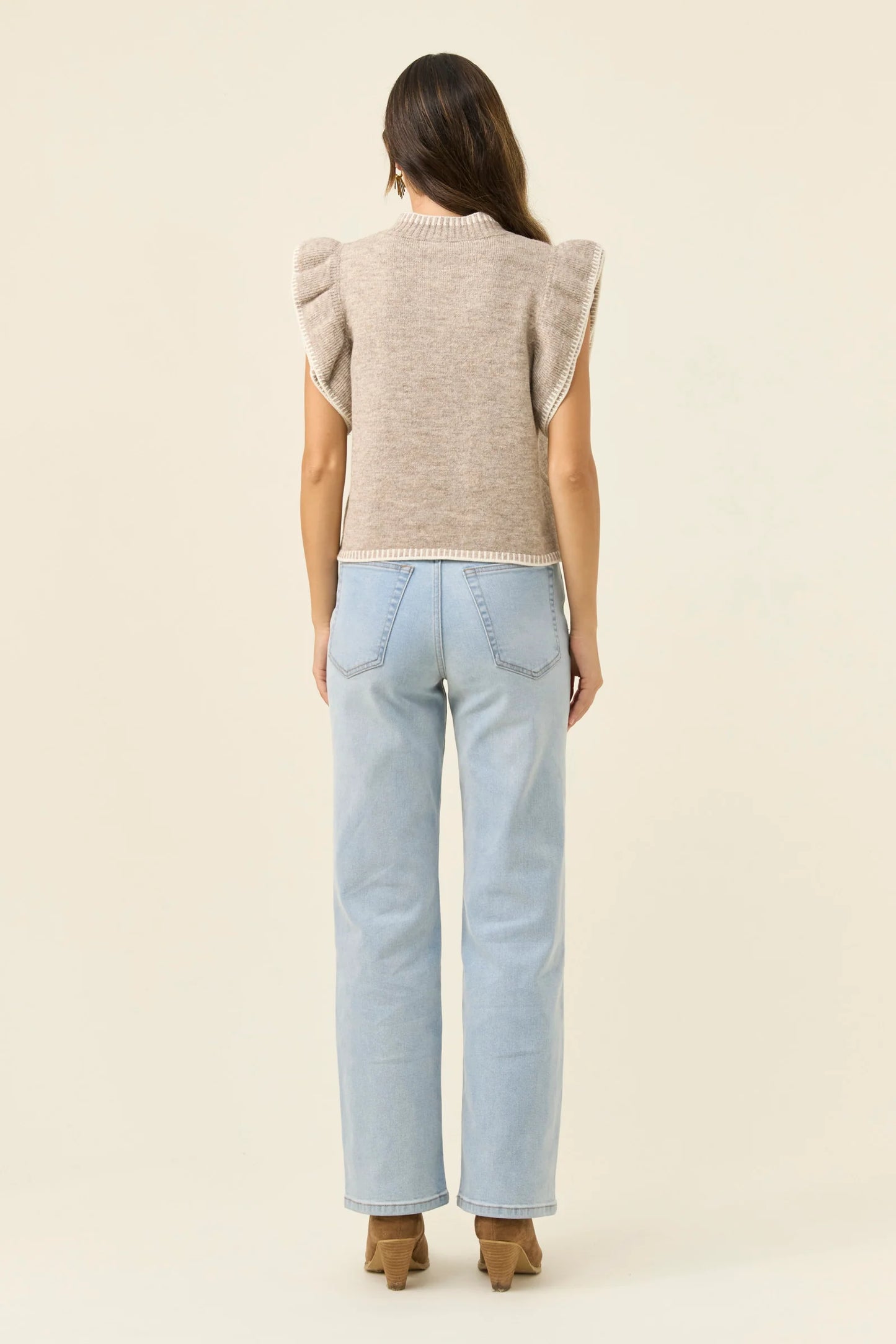 Isle of Mine Athena Frill Knit Top- Stone