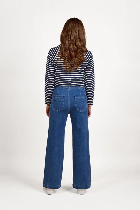 Vassalli Wide Leg Full Length Jean Blue Wash