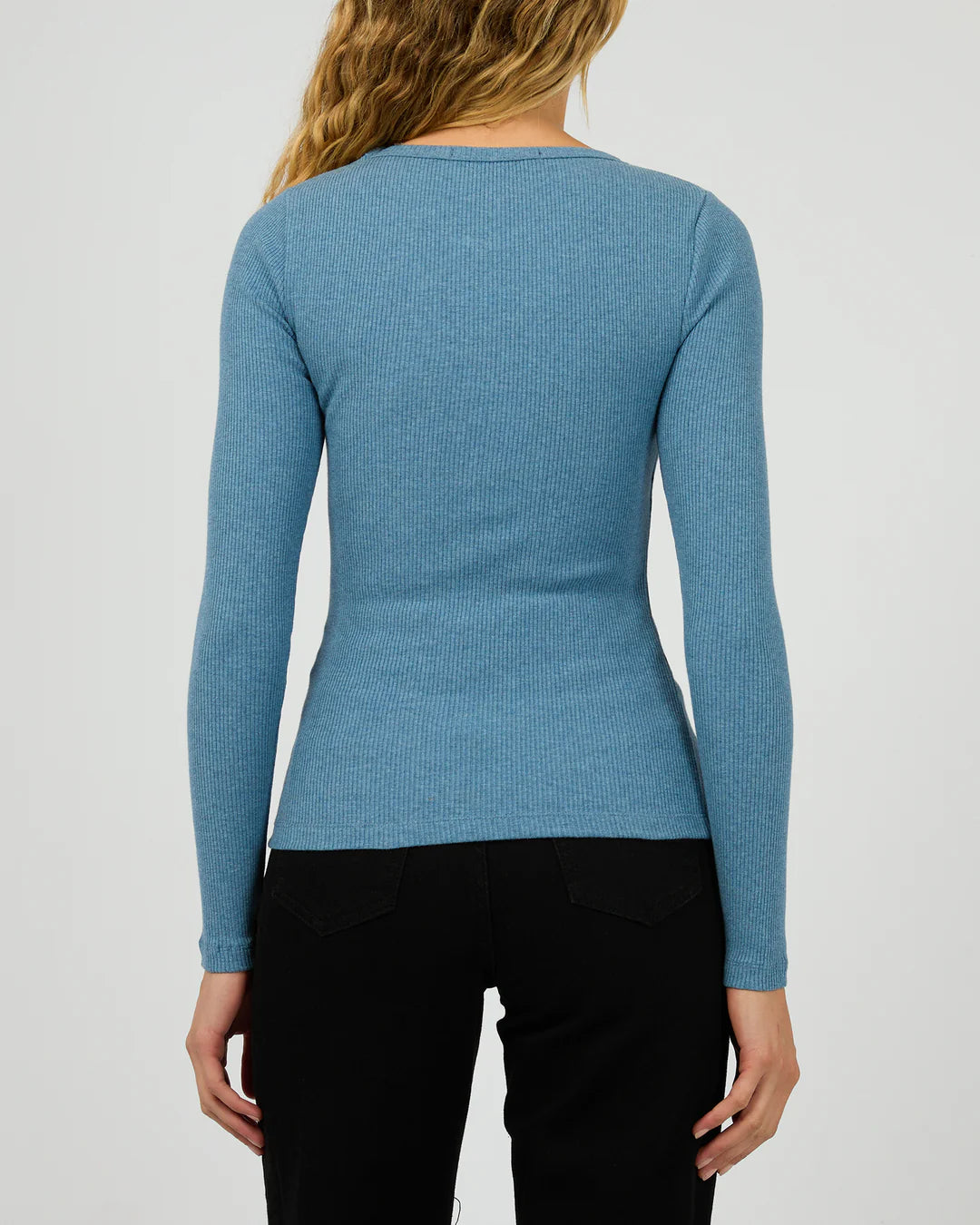 Silent Theory Rib Long Sleeve Tee Slate Marle