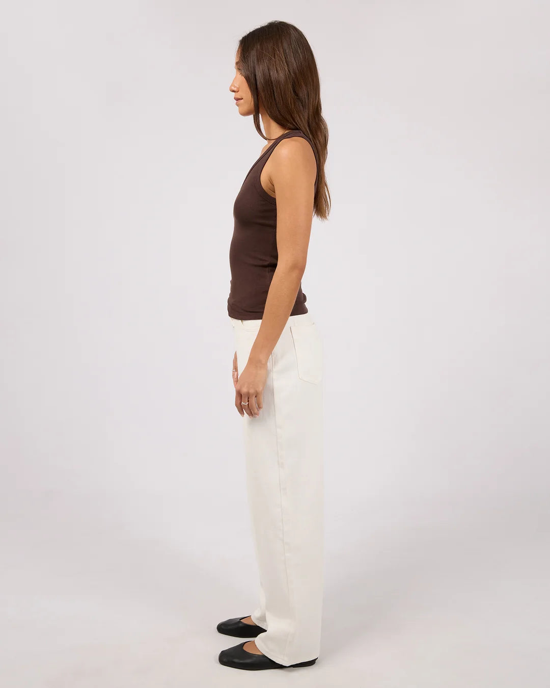 Silent Theory Luxe Rib Vee Tank Chocolate