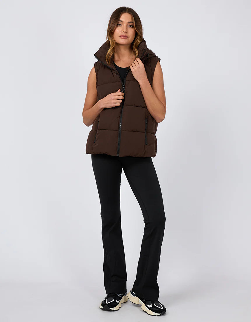 All About Eve Remi Luxe Puffer Vest Brown