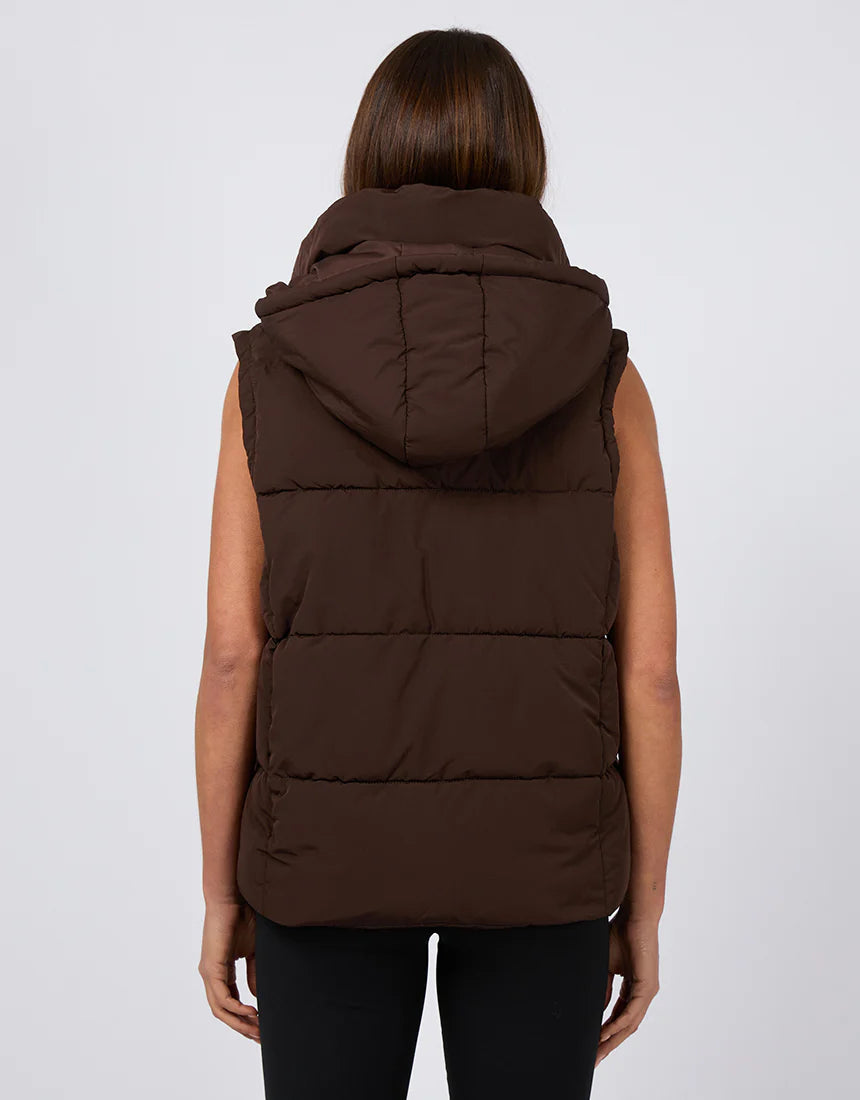 All About Eve Remi Luxe Puffer Vest Brown