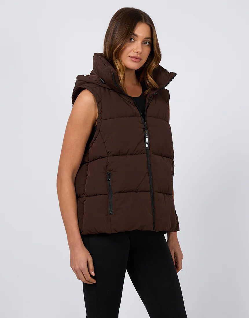 All About Eve Remi Luxe Puffer Vest Brown