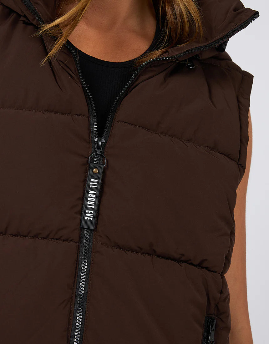 All About Eve Remi Luxe Puffer Vest Brown