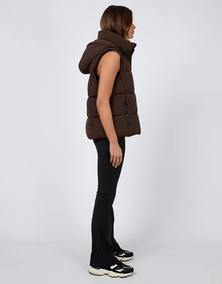 All About Eve Remi Luxe Puffer Vest Brown