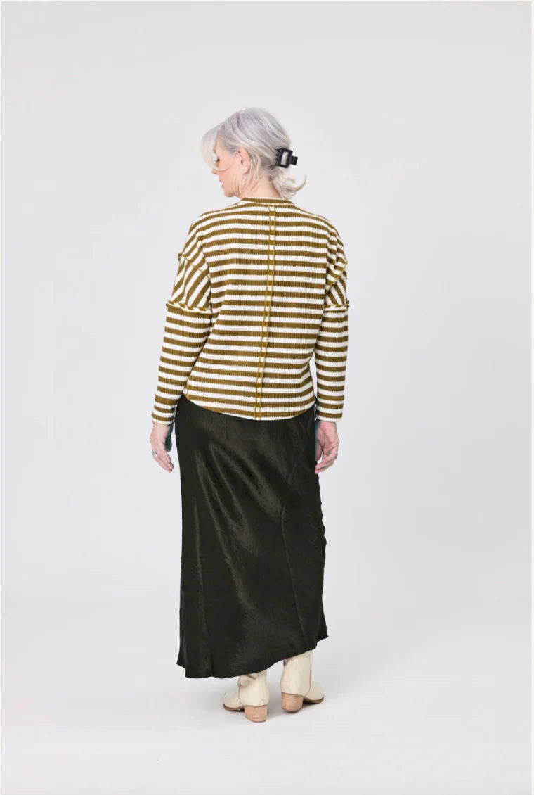 Lemon Tree Alice Top in Olive/ White