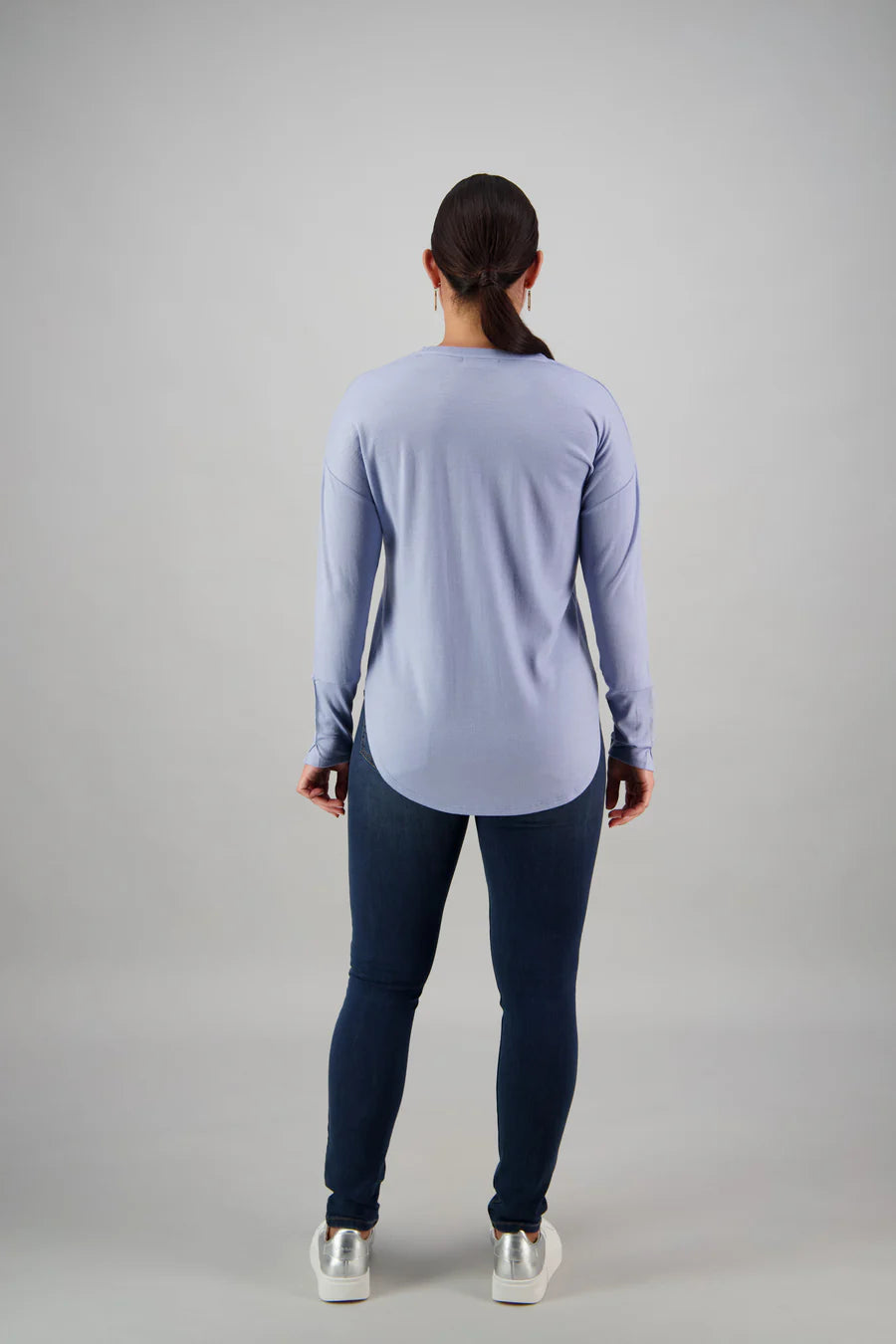 Vassalli Merino R/ Neck w Dome Cuff Iceberg