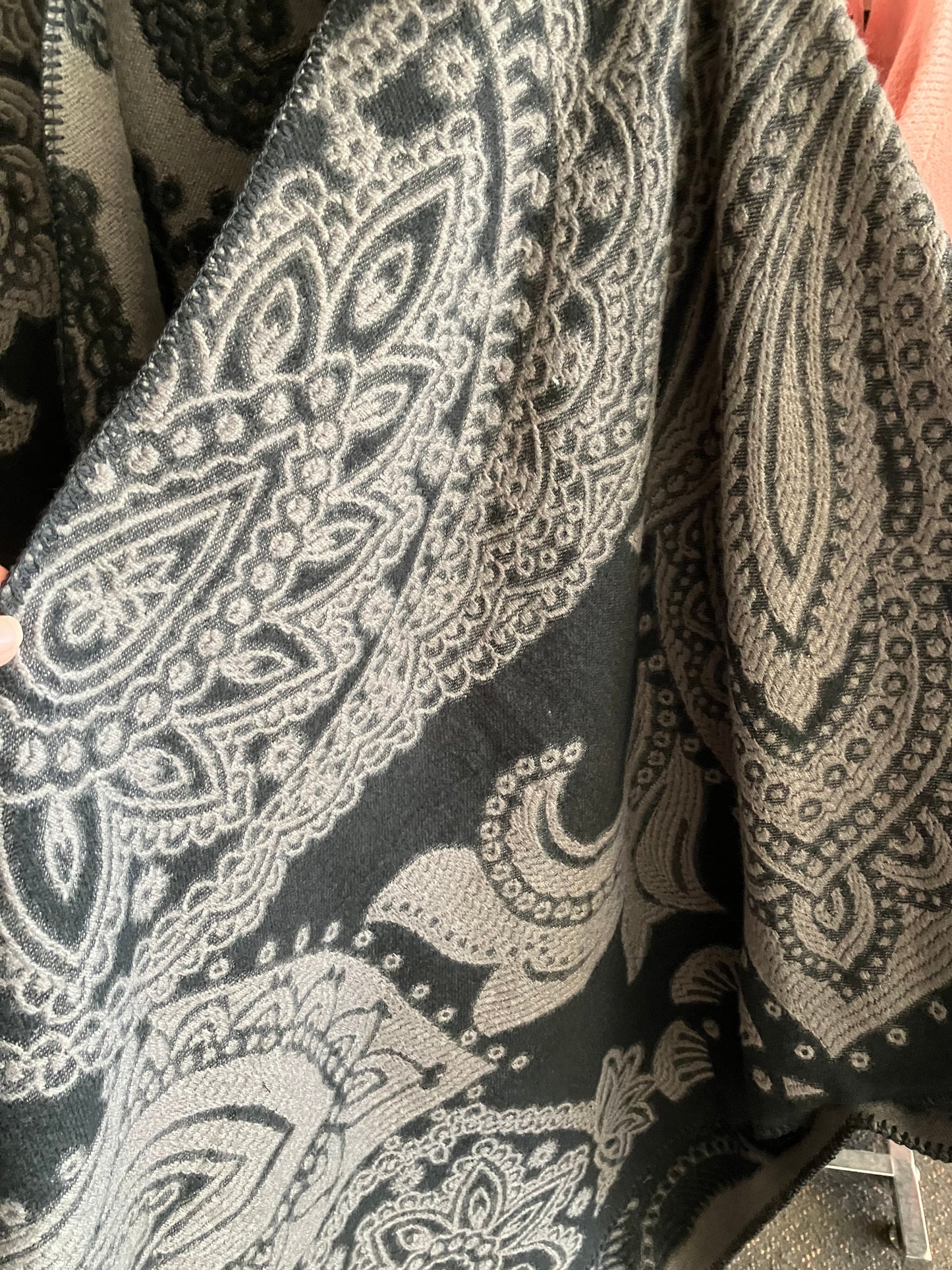 Isle of Mine Lucia Cape- Charcoal Paisley OS