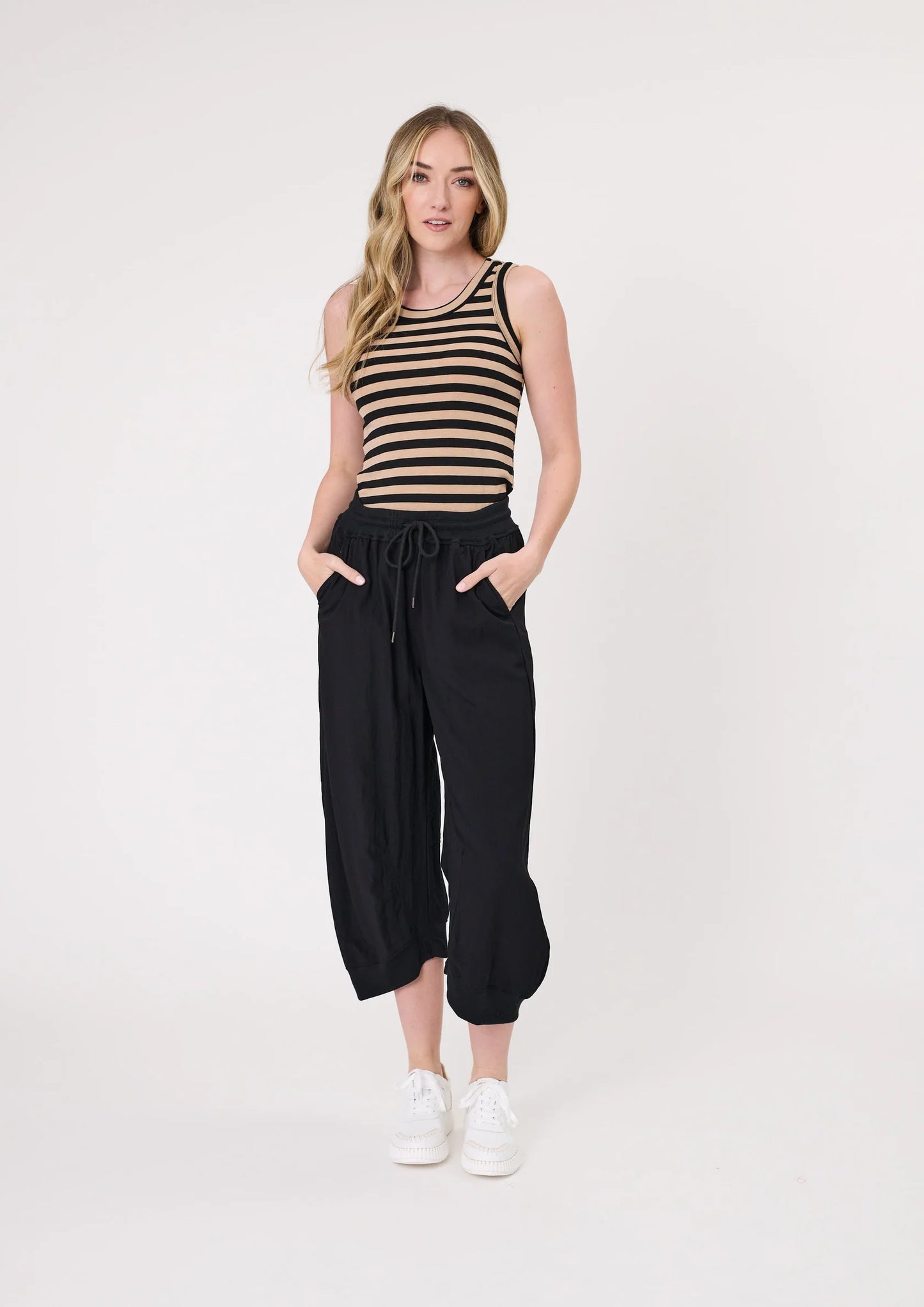 Lemon Tree Eva Stripe Tank Mocha Black