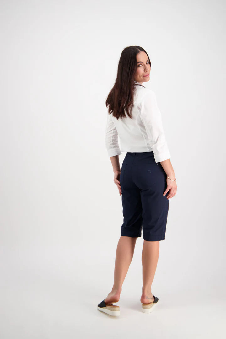 Vassalli Poplin Straight Leg Short-Navy
