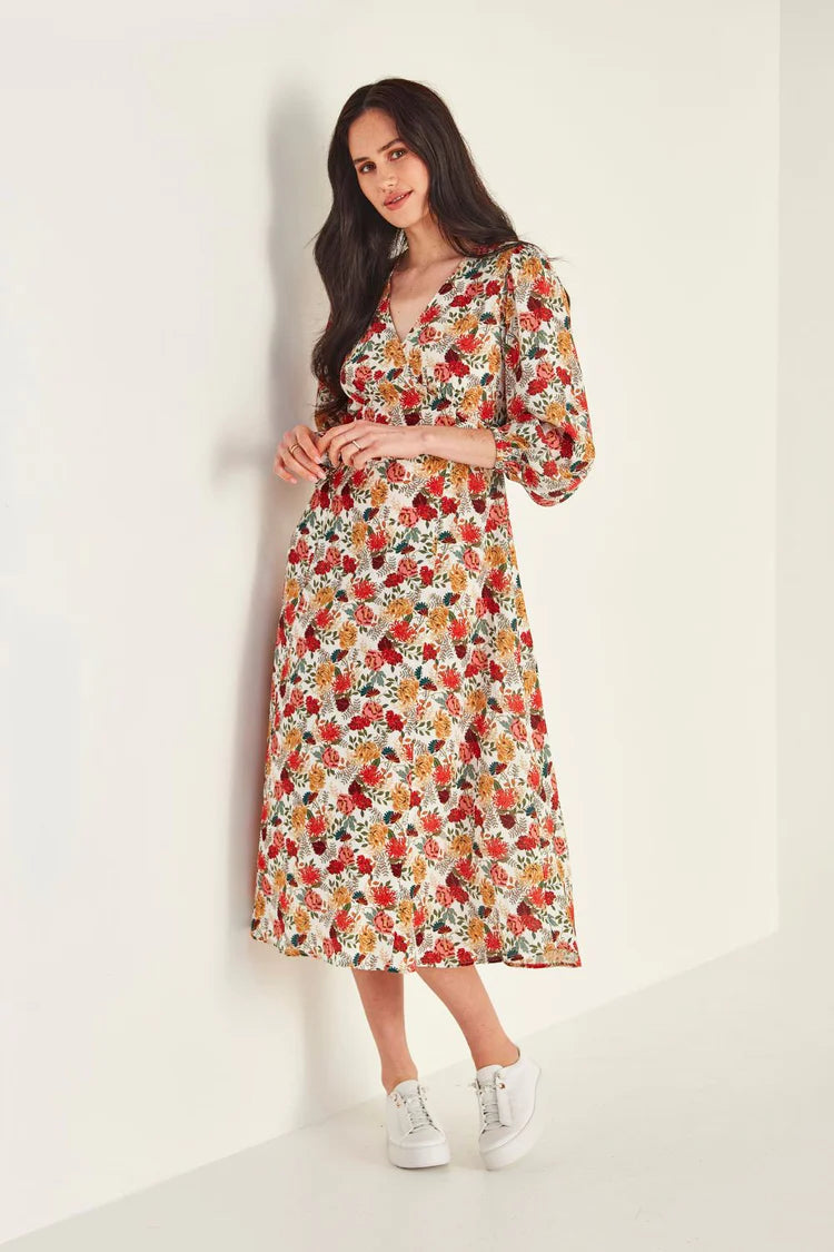Lemon Tree Design Jasmin Dress Ecru Print