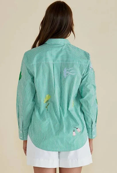 Betty Basics Kimmie Floral Shirt- Floral Green Shirt