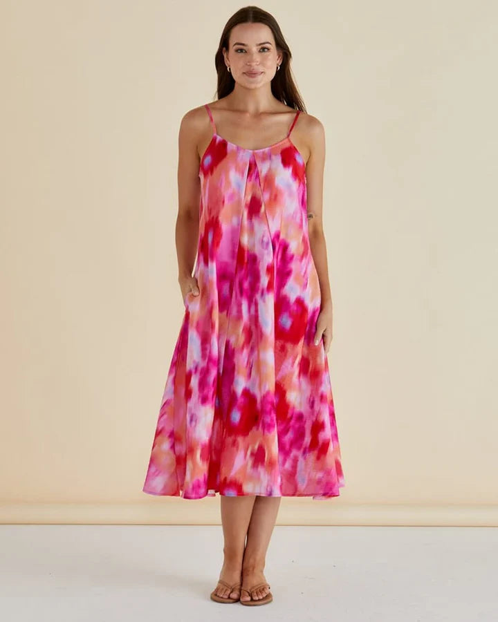 Betty Basics Harriet Dress Floral Abstract Print Pink