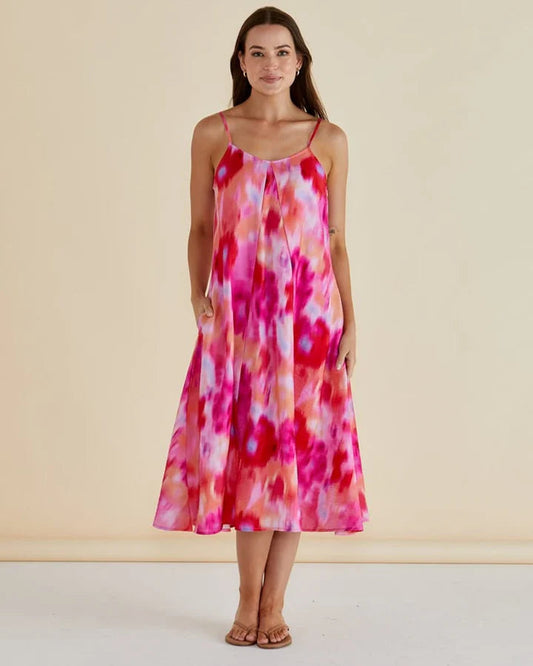 Betty Basics Harriet Dress Floral Abstract Print Pink