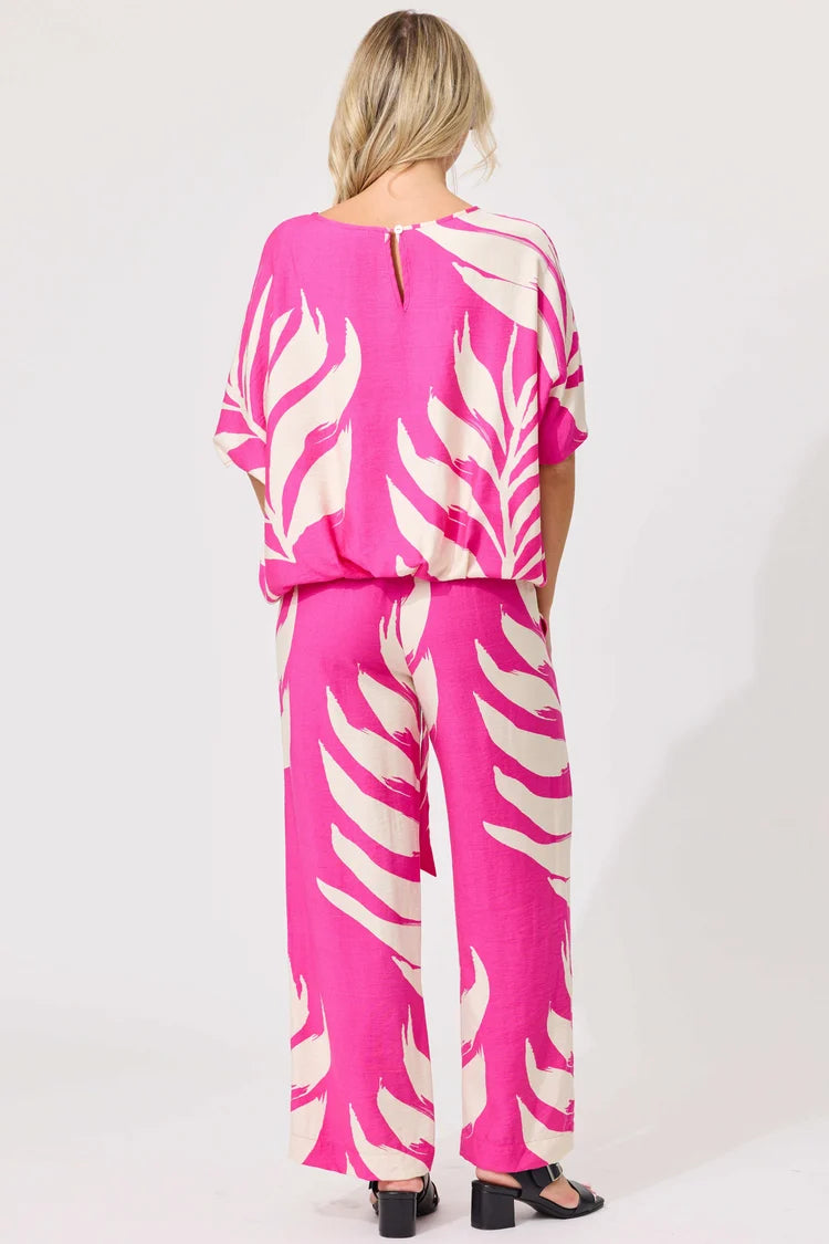 Lemon Tree Marie Pants Floral Fuchsia