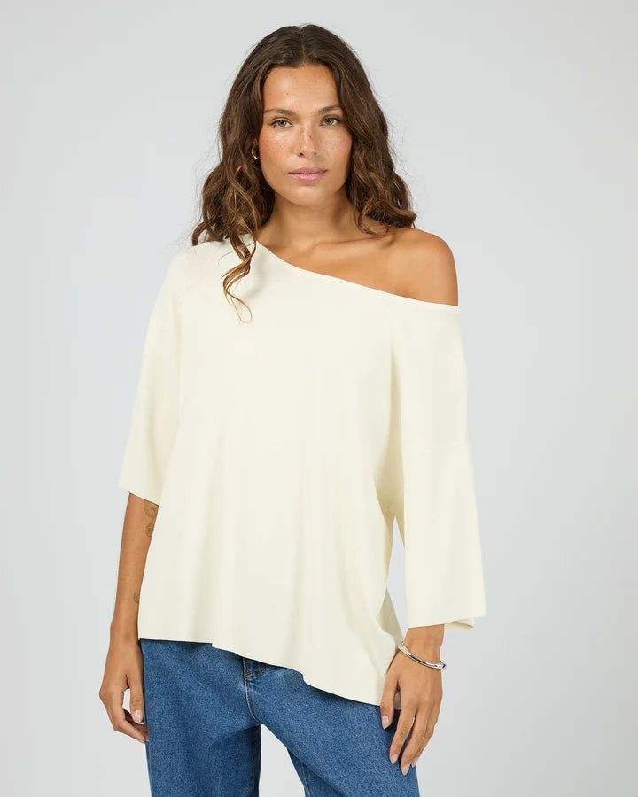 Silent Theory Ollie Off Shoulder Knit Top White