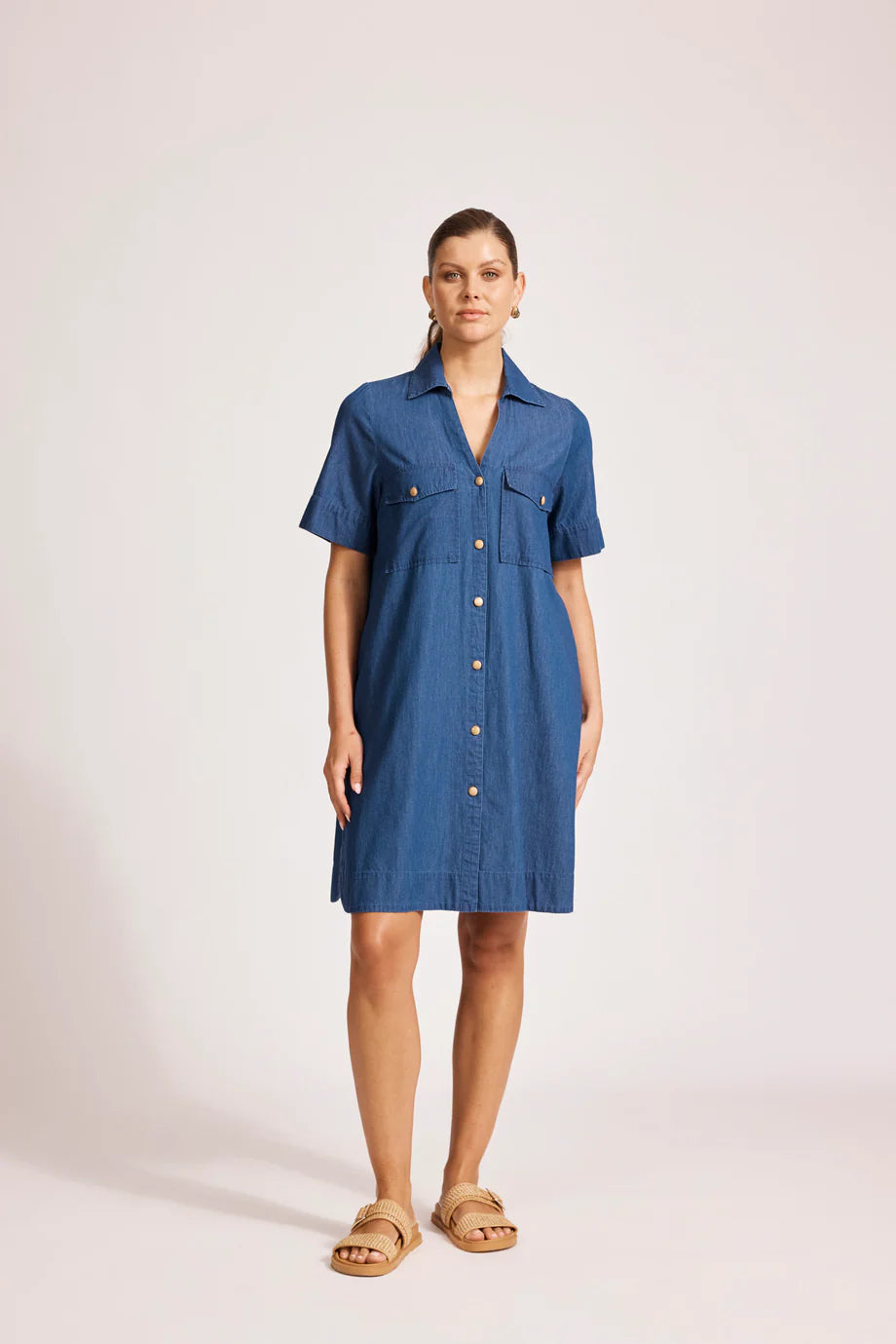 Eb & Ive Melenia Denim Shirt Dress Indigo