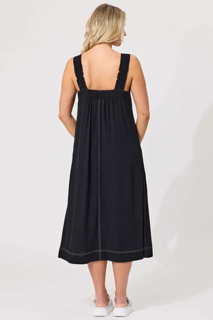 Lemon Tree Gabi Linen Dress Black
