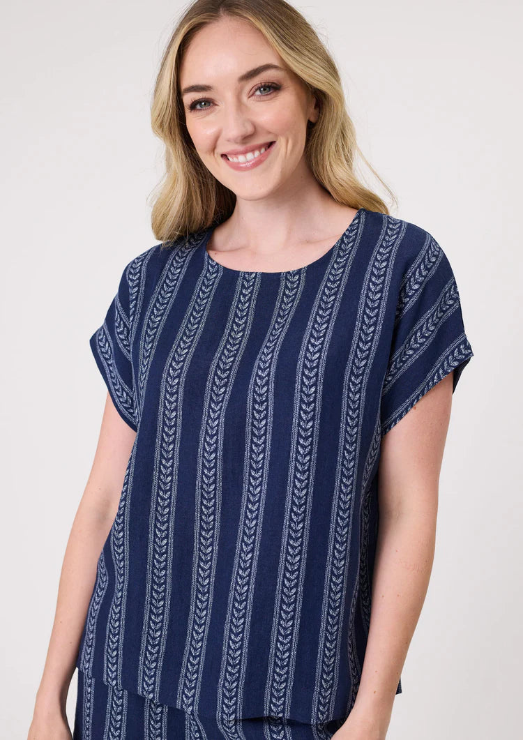 Lemon Tree Melani Top Navy Print
