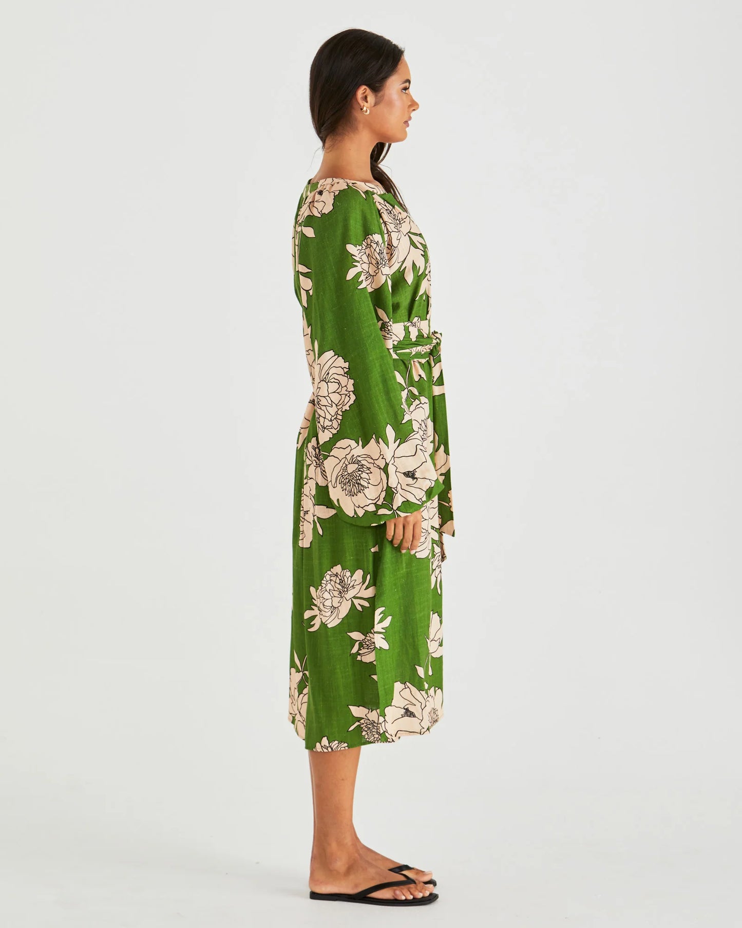 Sass Antonie Obi Belt Dress-Moonflower Green