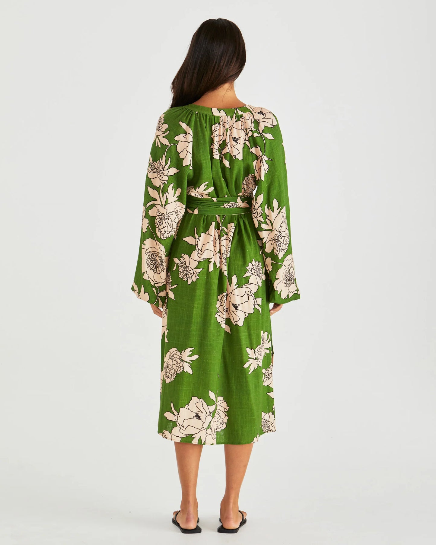 Sass Antonie Obi Belt Dress-Moonflower Green