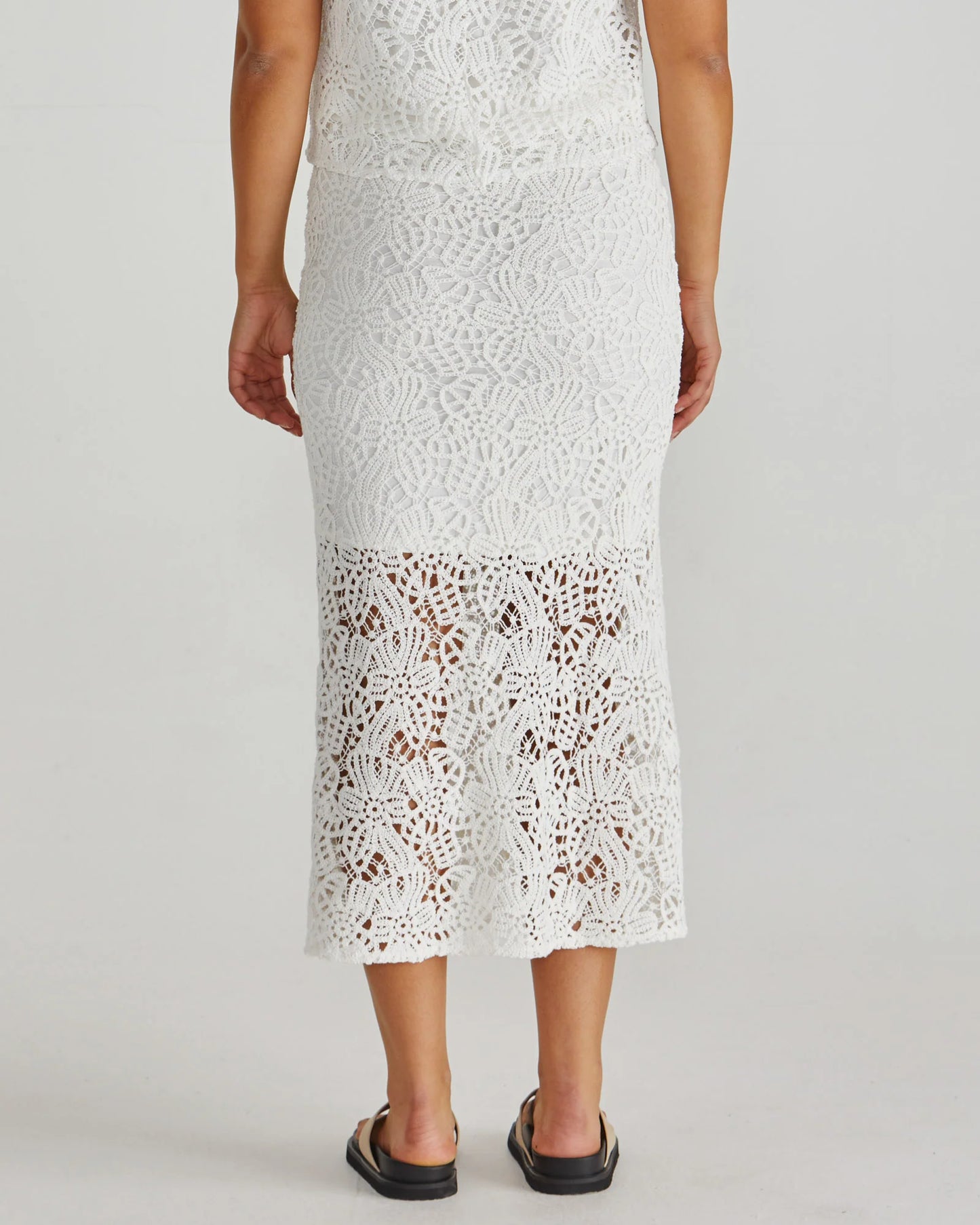 Sass Kai Crochet Lace Skirt White