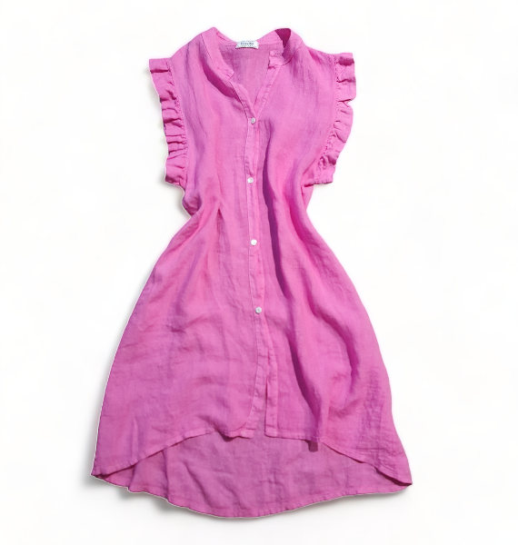 Helga May Hot Pink Astrid Frill Shoulder Dress