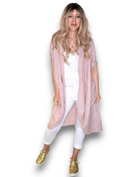 Helga May Baby Pink Linen cover up