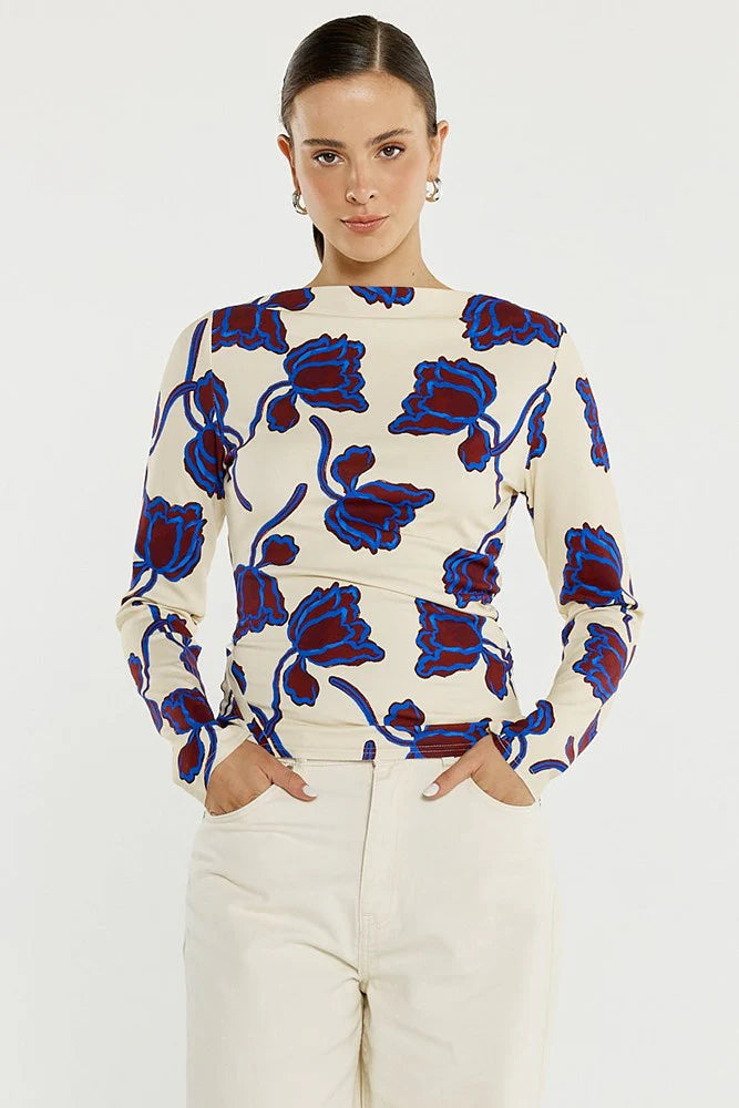 Sass Seamed Jersey Top Winter Poppy