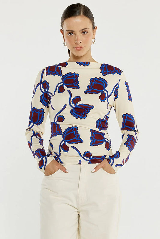 Sass Seamed Jersey Top Winter Poppy