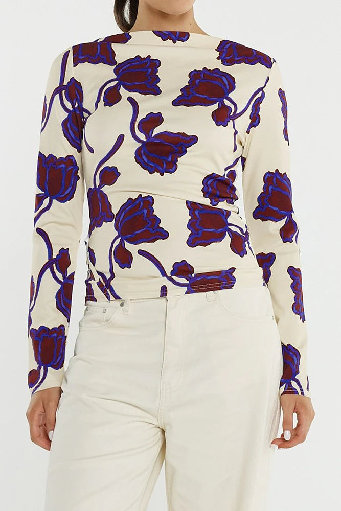 Sass Seamed Jersey Top Winter Poppy