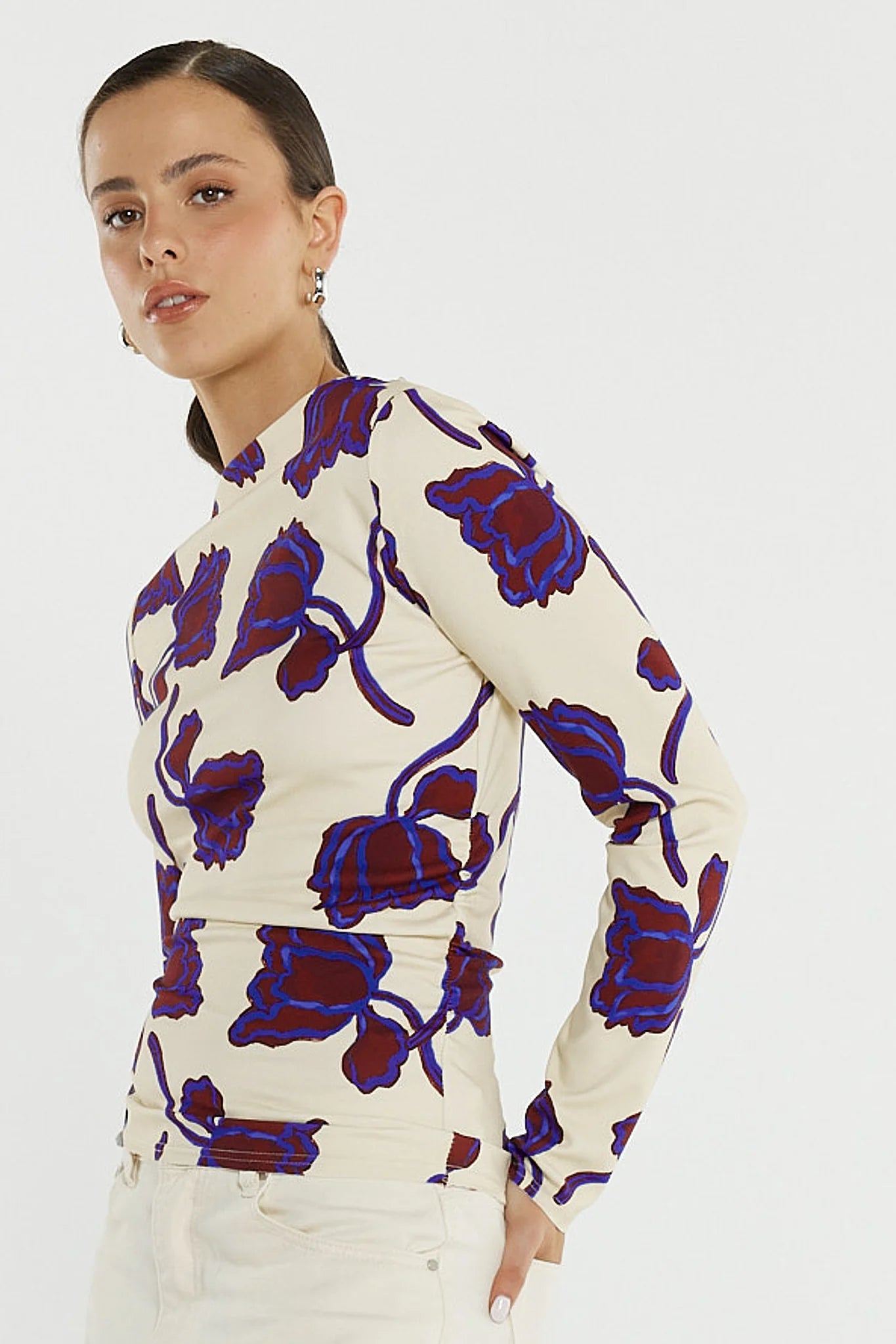 Sass Seamed Jersey Top Winter Poppy