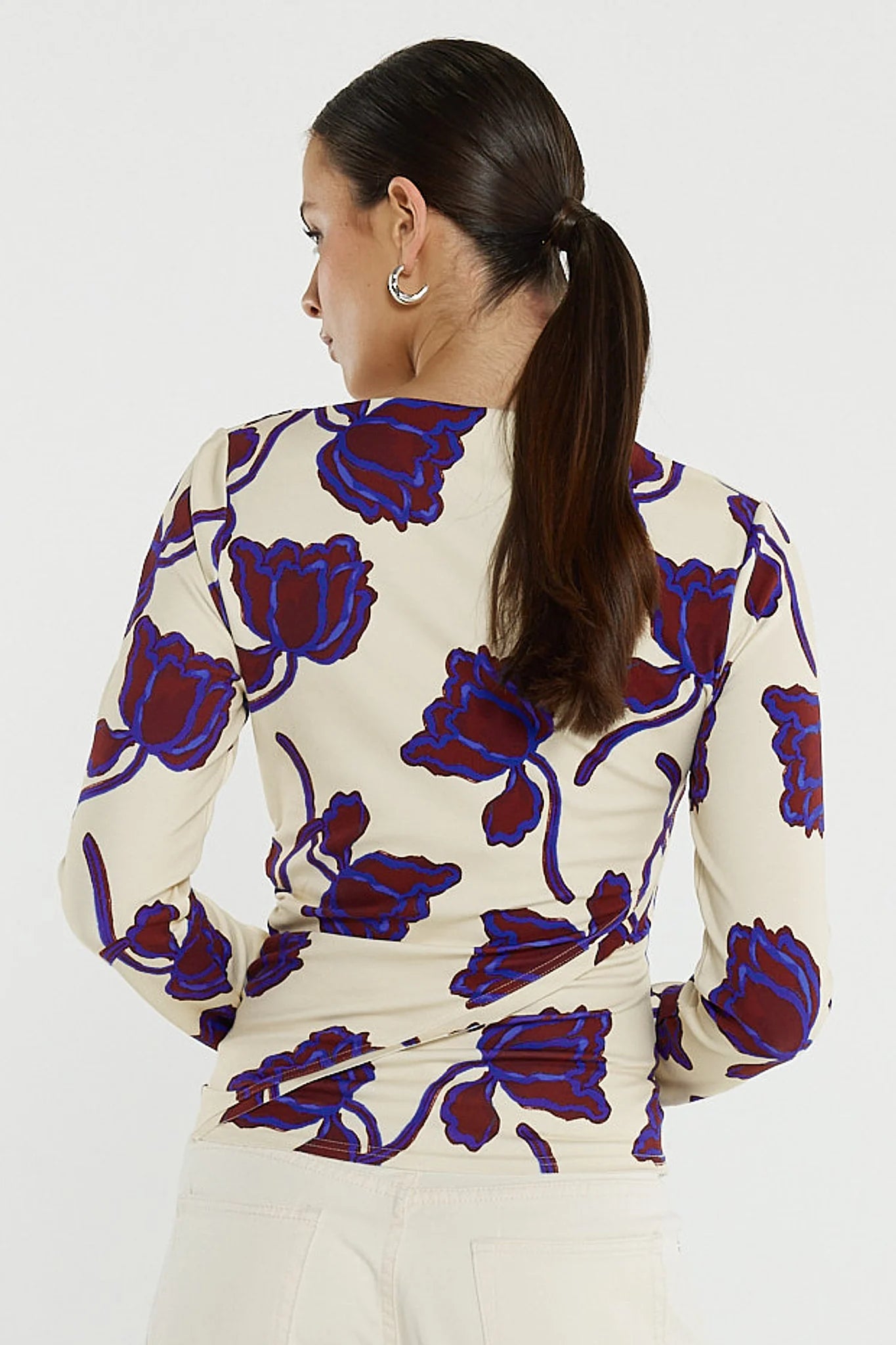Sass Seamed Jersey Top Winter Poppy