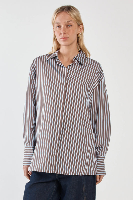 Sass Claudia Stripe Shirt Chocolate stripe